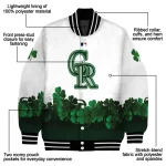 colorado rockies four leaf icon white green varsity jacket best selling