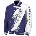 colorado rockies ripped bolt blue white varsity jacket best selling