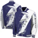 colorado rockies ripped bolt blue white varsity jacket best selling