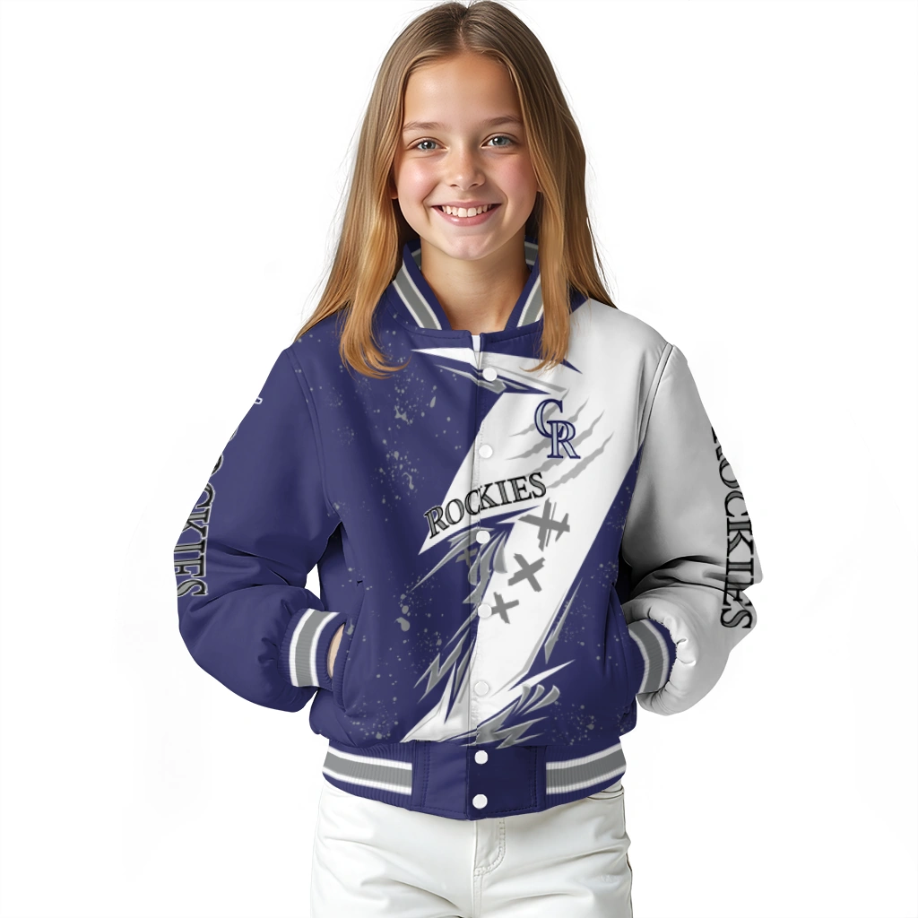 colorado rockies ripped bolt blue white varsity jacket top rated colorado rockies ripped bolt blue white varsity jacket top rated