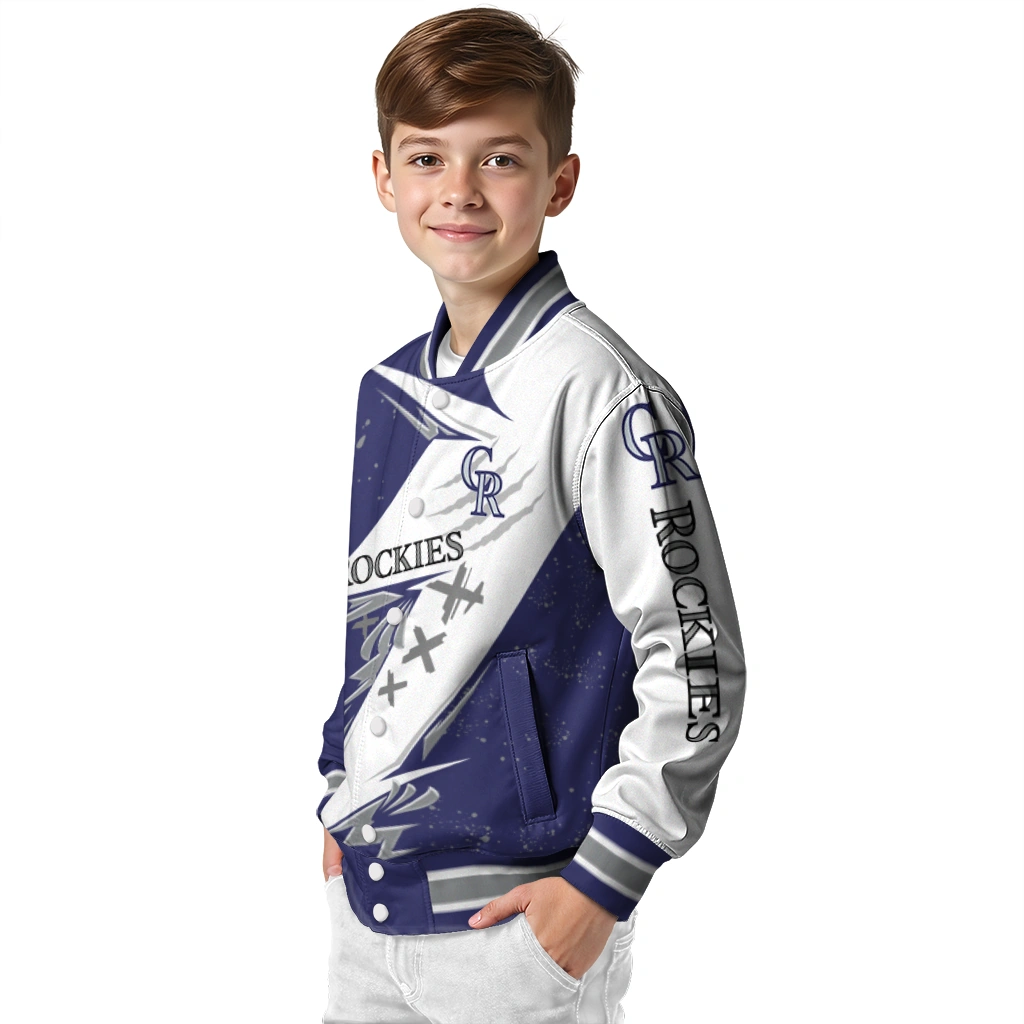 colorado rockies ripped bolt blue white varsity jacket trendy colorado rockies ripped bolt blue white varsity jacket trendy