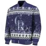 colorado rockies snowy pines blue varsity jacket best selling