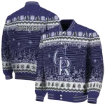 colorado rockies snowy pines blue varsity jacket best selling