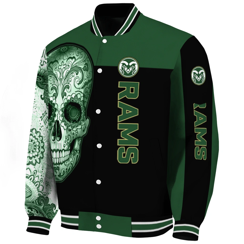 colorado state rams intricate skull green black varsity jacket best selling colorado state rams intricate skull green black varsity jacket best selling
