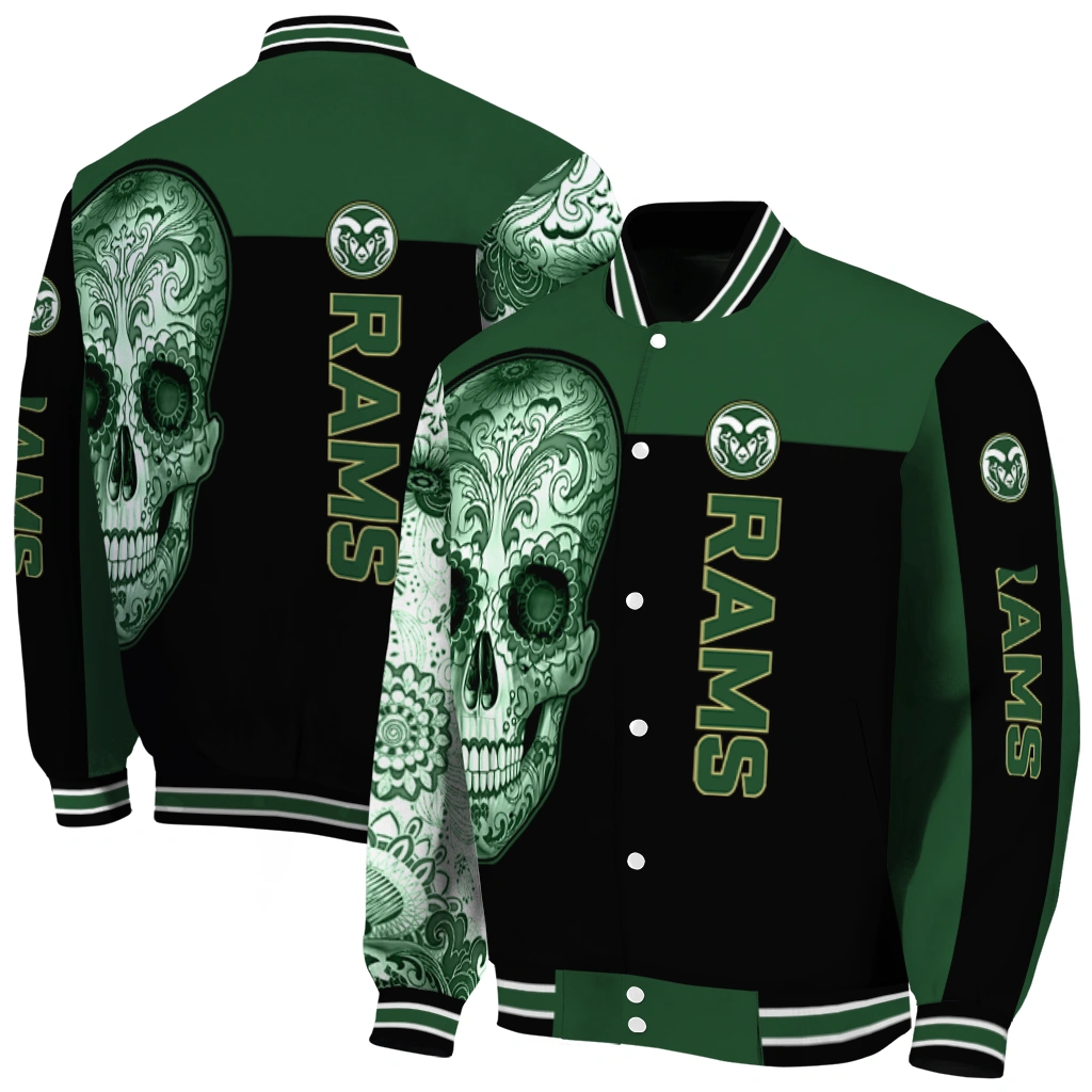 colorado state rams intricate skull green black varsity jacket fashion forward colorado state rams intricate skull green black varsity jacket fashion forward