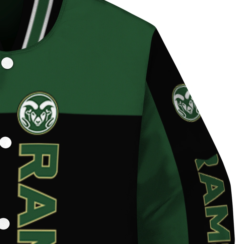 colorado state rams intricate skull green black varsity jacket premium grade colorado state rams intricate skull green black varsity jacket premium grade