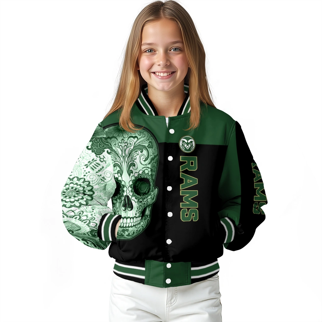 colorado state rams intricate skull green black varsity jacket top rated colorado state rams intricate skull green black varsity jacket top rated
