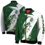 colorado state rams ripped bolt green white bomber jacket best selling