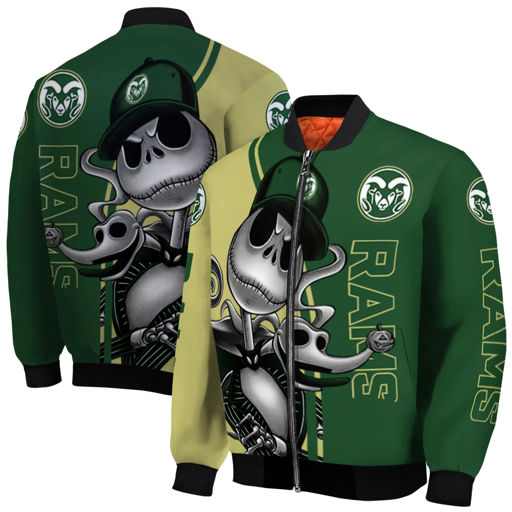 colorado state rams spooky grin green bomber jacket best selling colorado state rams spooky grin green bomber jacket best selling