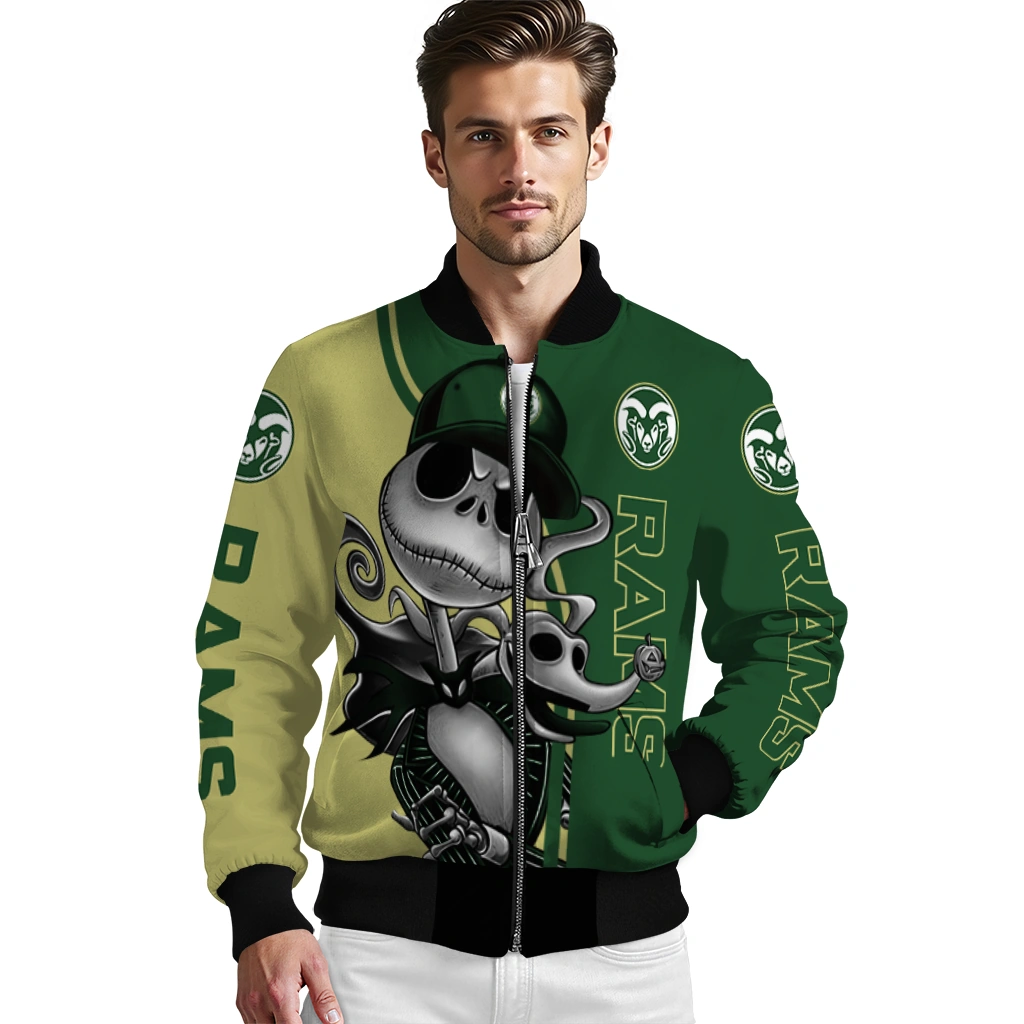 colorado state rams spooky grin green bomber jacket high quality colorado state rams spooky grin green bomber jacket high quality