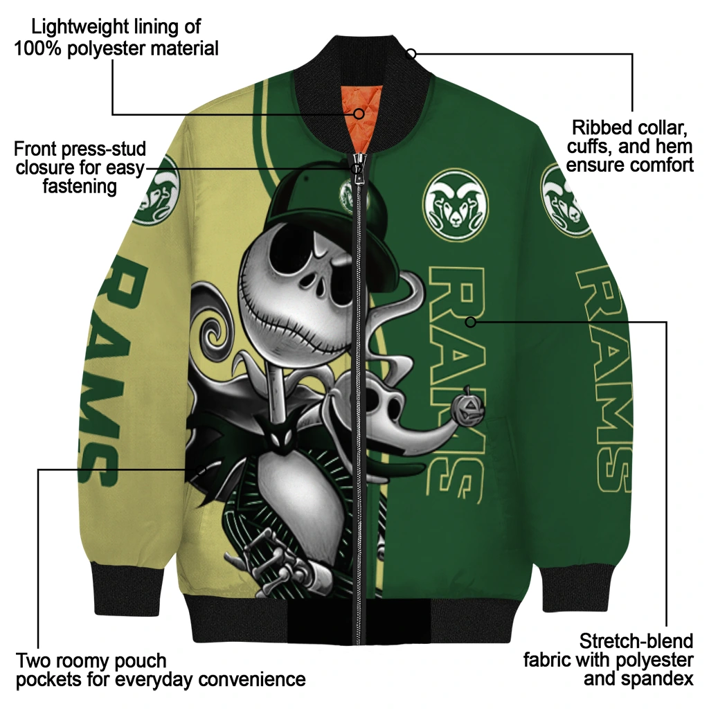 colorado state rams spooky grin green bomber jacket new arrival colorado state rams spooky grin green bomber jacket new arrival