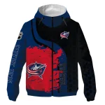 columbus blue jackets hex grid texture navy blue black windbreaker jacket best selling