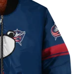columbus blue jackets snoopy attitude navy blue bomber jacket best selling