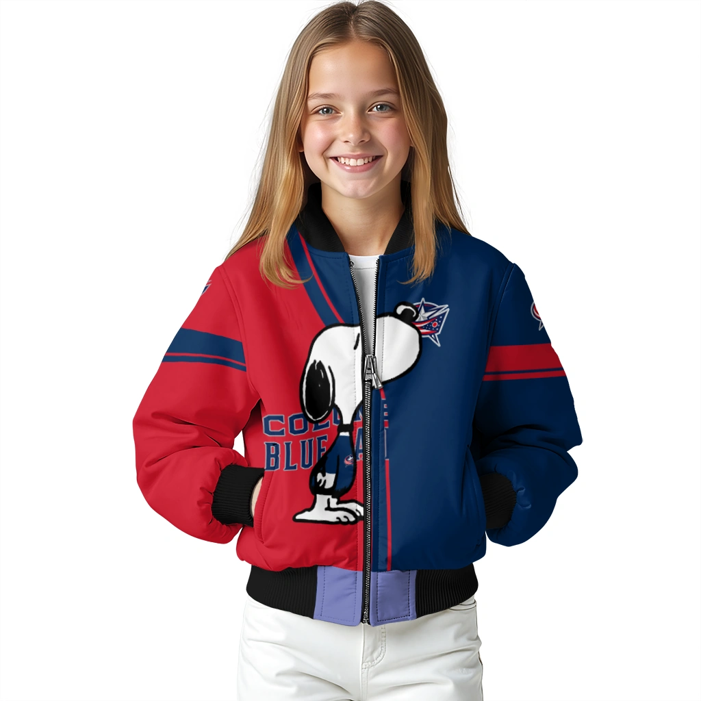 columbus blue jackets snoopy attitude navy blue bomber jacket top rated columbus blue jackets snoopy attitude navy blue bomber jacket top rated