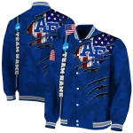 custom air force falcons usa flag claws blue varsity jacket best selling