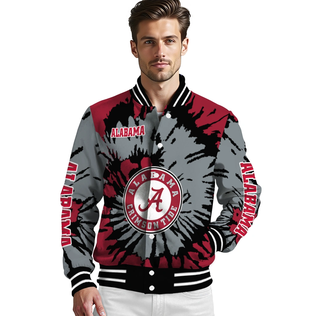 custom alabama crimson tide burst splatter crimson varsity jacket high quality custom alabama crimson tide burst splatter crimson varsity jacket high quality