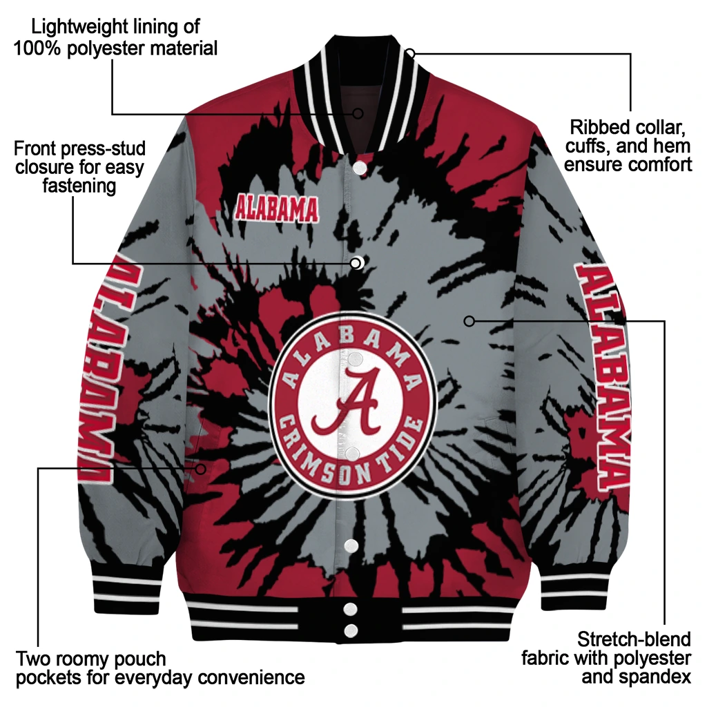 custom alabama crimson tide burst splatter crimson varsity jacket new arrival custom alabama crimson tide burst splatter crimson varsity jacket new arrival