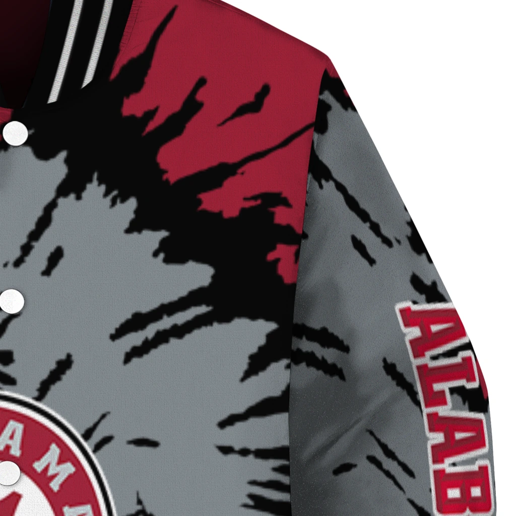 custom alabama crimson tide burst splatter crimson varsity jacket premium grade custom alabama crimson tide burst splatter crimson varsity jacket premium grade