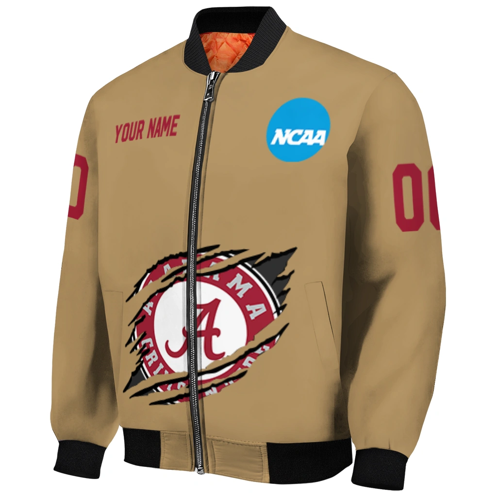 custom alabama crimson tide claw effect beige bomber jacket fashion forward custom alabama crimson tide claw effect beige bomber jacket fashion forward