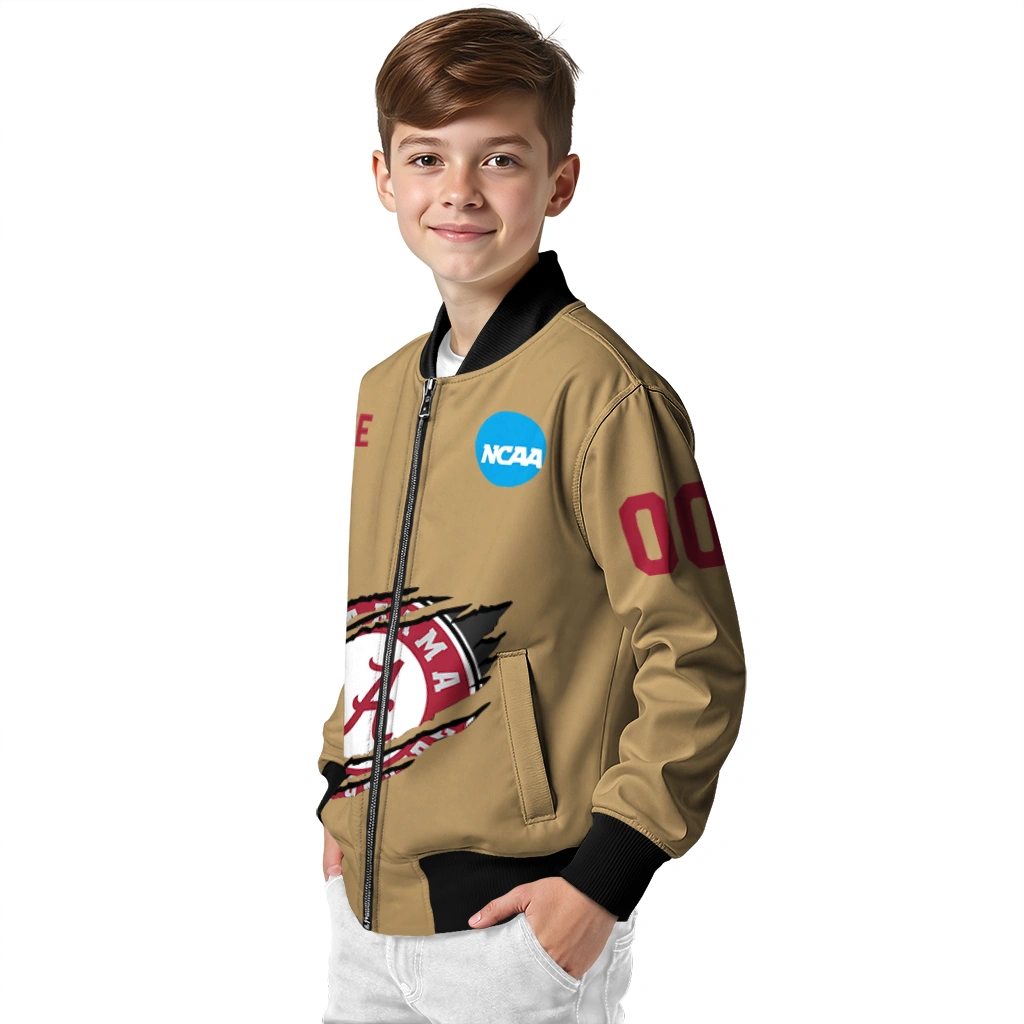 custom alabama crimson tide claw effect beige bomber jacket trendy custom alabama crimson tide claw effect beige bomber jacket trendy