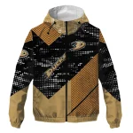 custom anaheim ducks arrow matrix gold black windbreaker jacket best selling