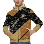 custom anaheim ducks arrow matrix gold black windbreaker jacket best selling