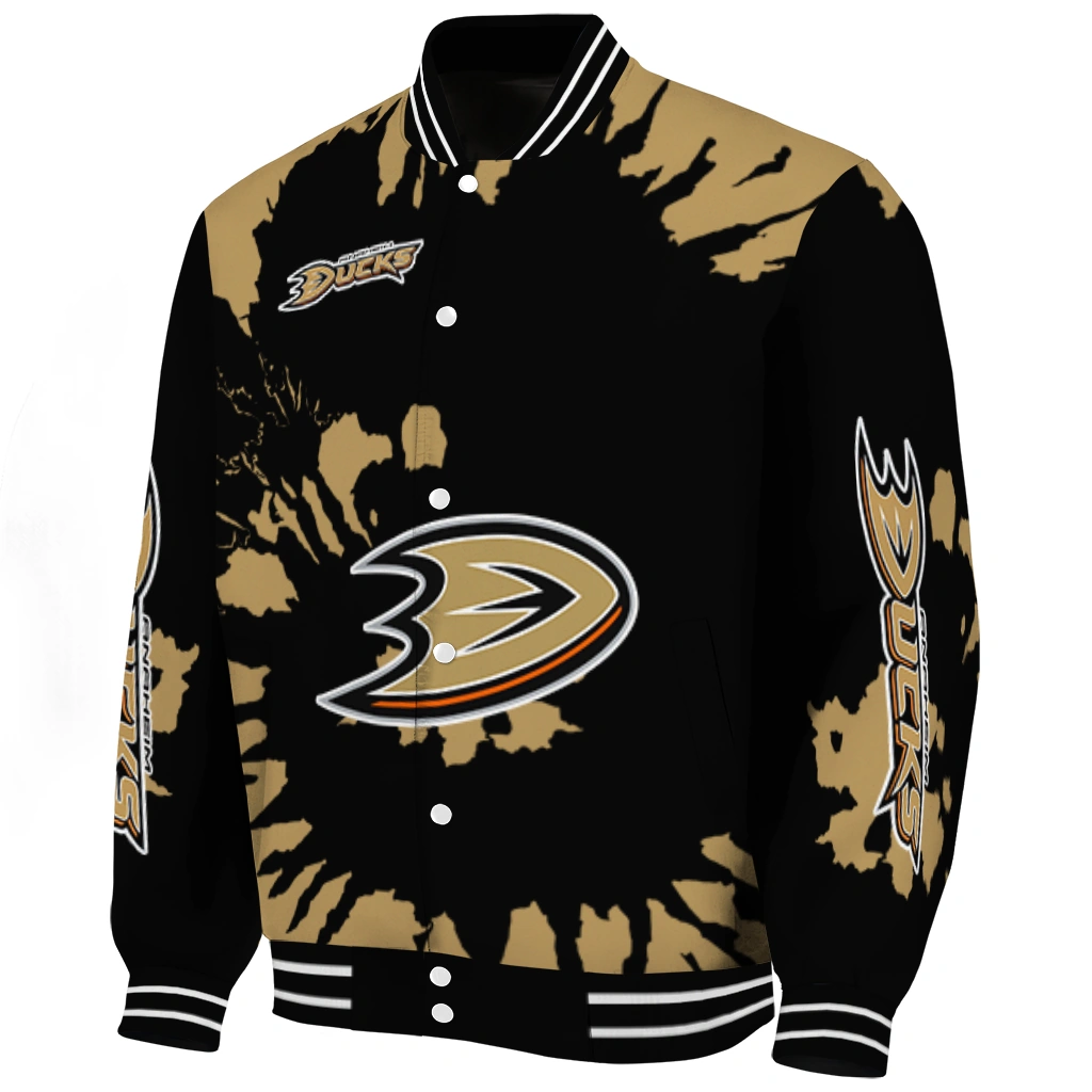 custom anaheim ducks burst splatter gold varsity jacket best selling custom anaheim ducks burst splatter gold varsity jacket best selling
