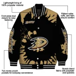 custom anaheim ducks burst splatter gold varsity jacket best selling