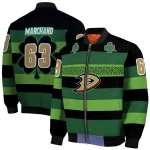 custom anaheim ducks clover green lines green black bomber jacket best selling
