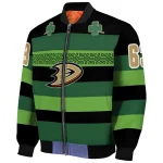 custom anaheim ducks clover green lines green black bomber jacket best selling