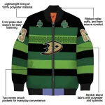 custom anaheim ducks clover green lines green black bomber jacket best selling