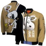 custom anaheim ducks snoopy head gold bomber jacket best selling