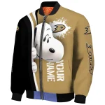 custom anaheim ducks snoopy head gold bomber jacket best selling