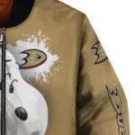 custom anaheim ducks snoopy head gold bomber jacket best selling