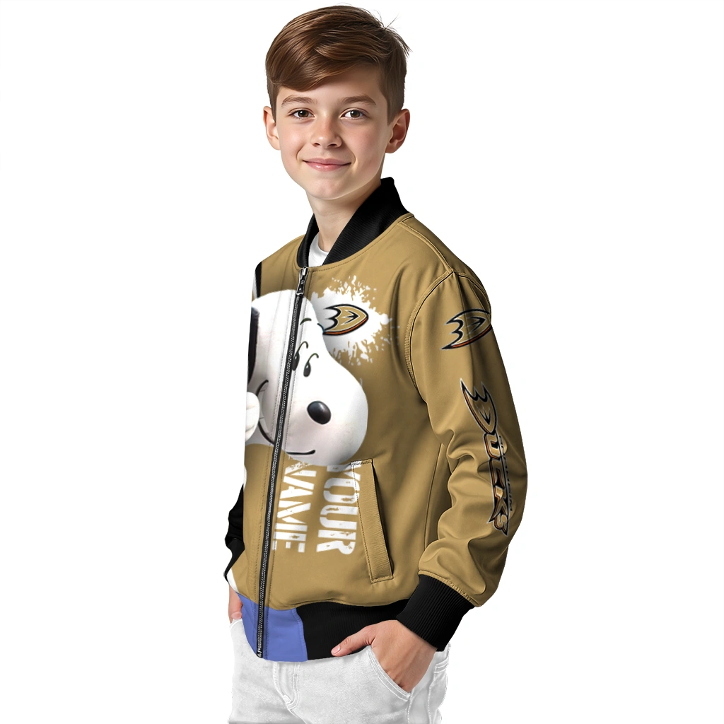 custom anaheim ducks snoopy head gold bomber jacket trendy custom anaheim ducks snoopy head gold bomber jacket trendy