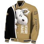 custom anaheim ducks snoopy head gold varsity jacket best selling