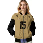 custom anaheim ducks team patch gold bomber jacket best selling