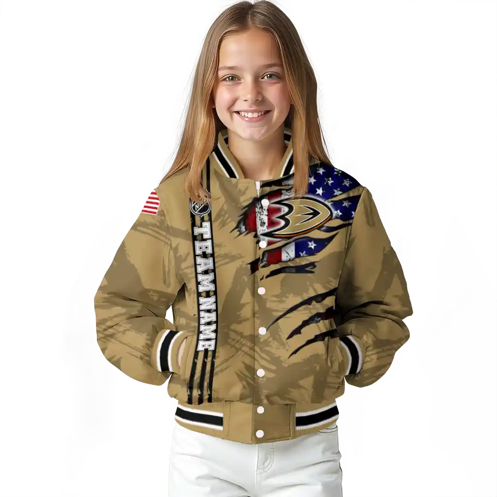 custom anaheim ducks usa flag rips gold varsity jacket top rated custom anaheim ducks usa flag rips gold varsity jacket top rated