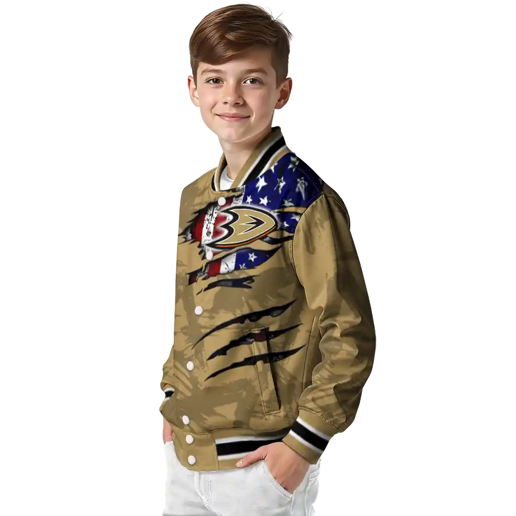 custom anaheim ducks usa flag rips gold varsity jacket trendy custom anaheim ducks usa flag rips gold varsity jacket trendy