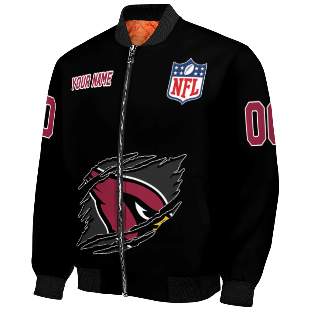 custom arizona cardinals claw scratch black bomber jacket fashion forward custom arizona cardinals claw scratch black bomber jacket fashion forward