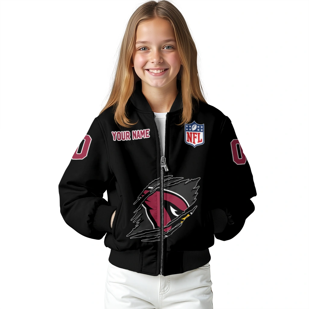 custom arizona cardinals claw scratch black bomber jacket top rated custom arizona cardinals claw scratch black bomber jacket top rated