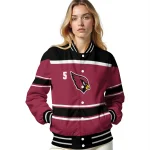 custom arizona cardinals stripe statement red black varsity jacket best selling