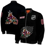 custom arizona coyotes claw cut black bomber jacket best selling