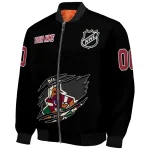 custom arizona coyotes claw cut black bomber jacket best selling