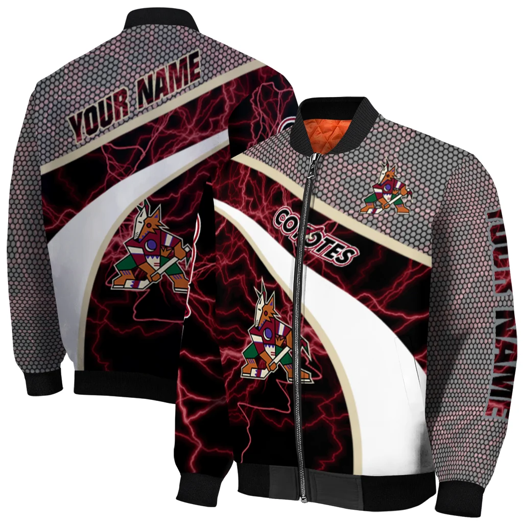 custom arizona coyotes electric flash red bomber jacket best selling custom arizona coyotes electric flash red bomber jacket best selling