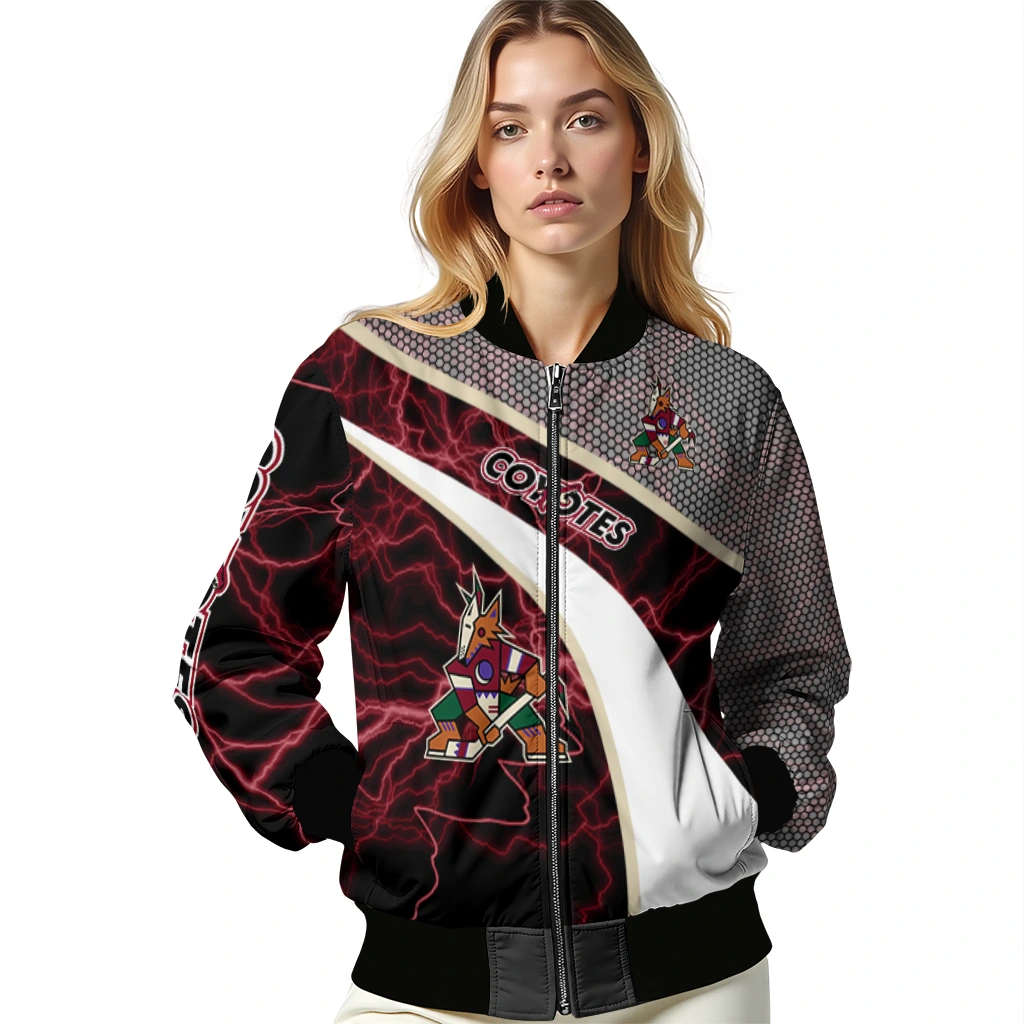 custom arizona coyotes electric flash red bomber jacket latest model custom arizona coyotes electric flash red bomber jacket latest model
