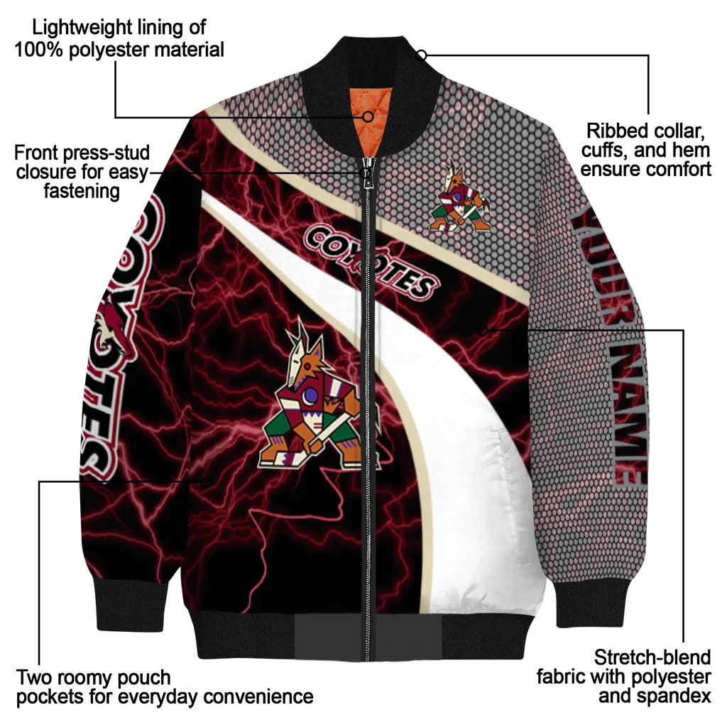 custom arizona coyotes electric flash red bomber jacket new arrival custom arizona coyotes electric flash red bomber jacket new arrival
