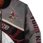 custom arizona coyotes electric flash red bomber jacket best selling
