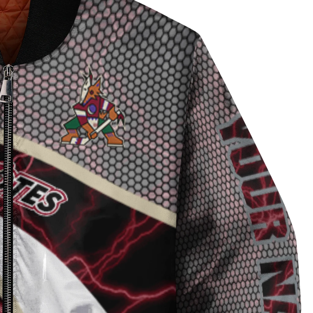 custom arizona coyotes electric flash red bomber jacket premium grade custom arizona coyotes electric flash red bomber jacket premium grade