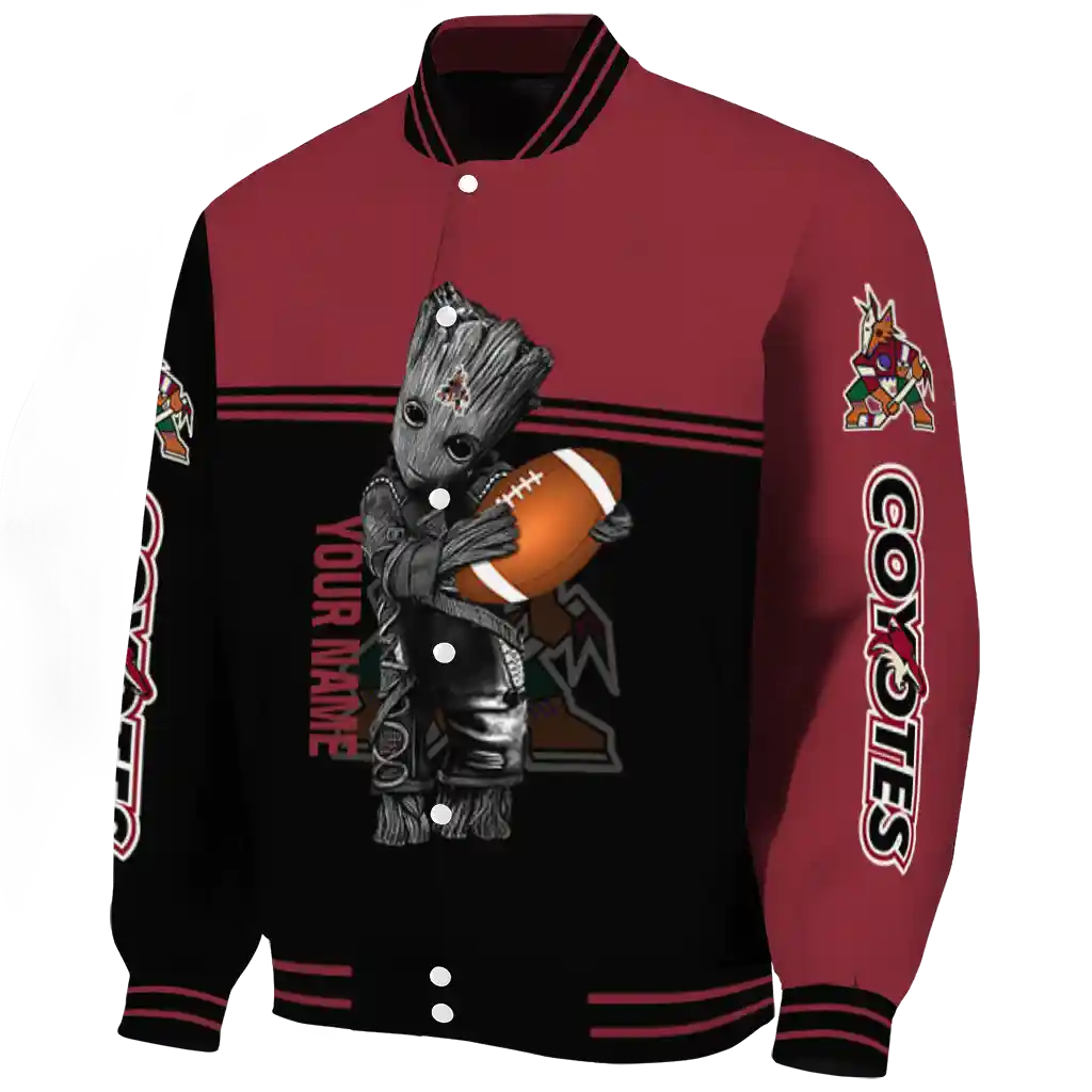 custom arizona coyotes groot football red black varsity jacket best selling custom arizona coyotes groot football red black varsity jacket best selling